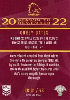 2023 NRL Traders Titanium - Season To Remember #SR01 Corey Oates Back